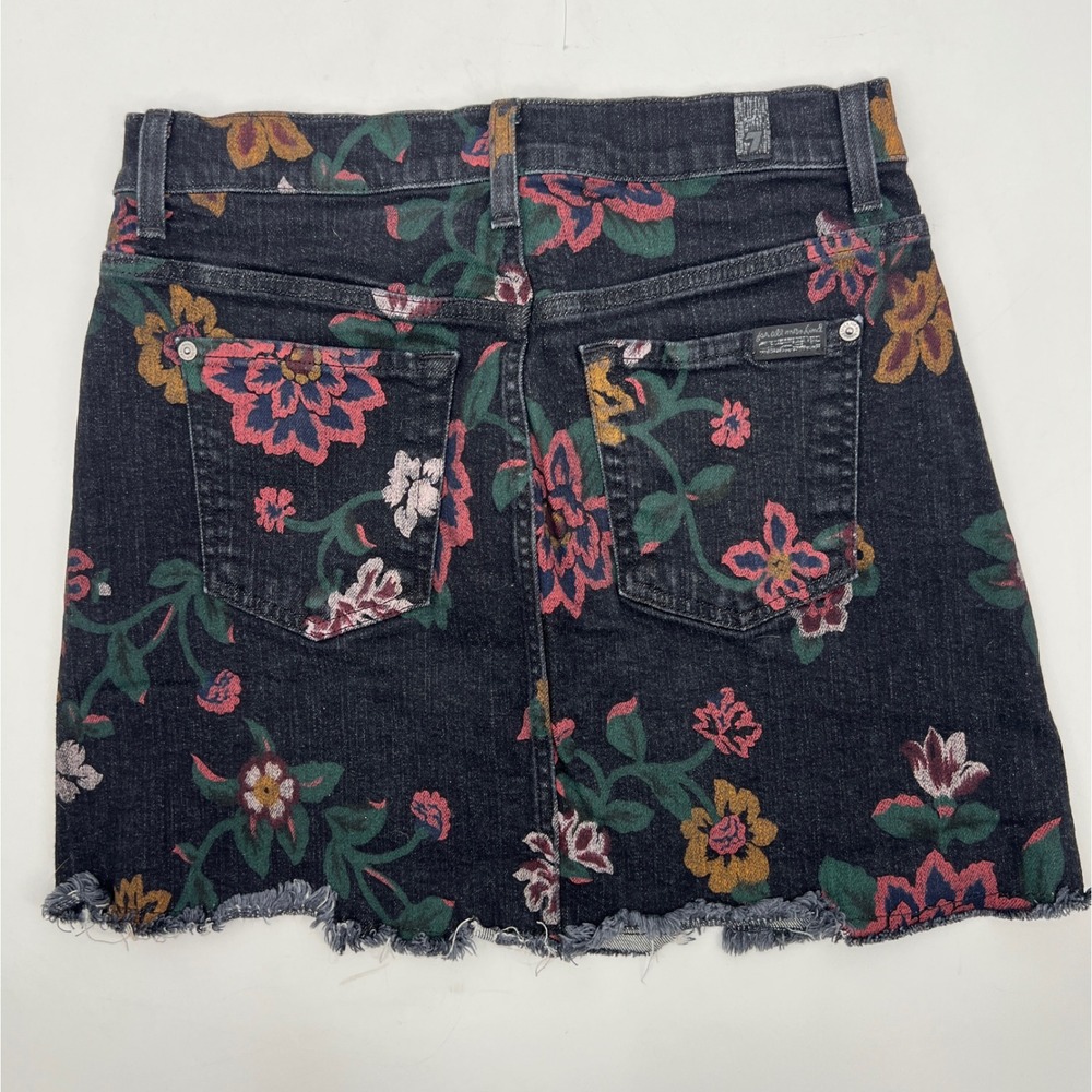 7‎ For All Mankind Floral Black Denim Miniskirt Size 27 Whimsigoth - Picture 3 of 7